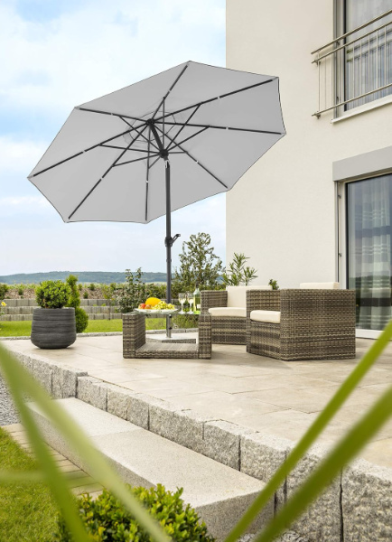 Parasol przeciwsłoneczny Schneider Adria 300 cm, srebrno-szary, okrągły, aluminiowy stelaż, poliester, stylowy i trwały Parasol przeciwsłoneczny Schneider Adria 300 cm, srebrno-szary, okrągły, aluminiowy stelaż, poliester, stylowy i trwały