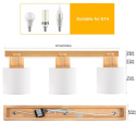 Doughelec Lampa Sufitowa 3 Obrotowe Reflektory Punktowe z Drewna, Retro E14, Bez Żarówek
