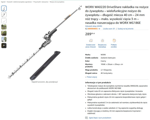 WORX WA0220 DriveShare nakładka na nożyce do żywopłotu – wielofunkcyjne nożyce WORX WA0220 DriveShare nakładka na nożyce do żywopłotu – wielofunkcyjne nożyce