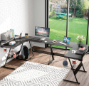 Bestier Biurko Gamingowe L-Shaped 130 cm RGB z Półką