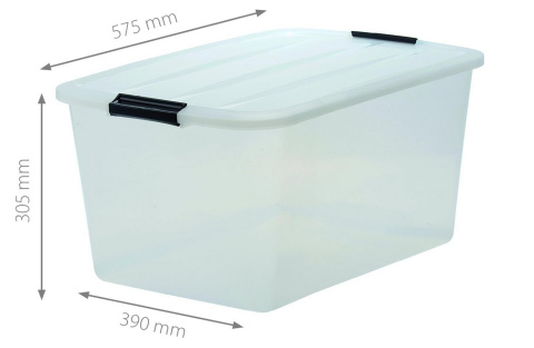 Iris Ohyama Plastikowe Pudełko do Przechowywania 45L – Przezroczyste, z Pokrywą i Klipsami Iris Ohyama Plastikowe Pudełko do Przechowywania 45L – Przezroczyste, z Pokrywą i Klipsami